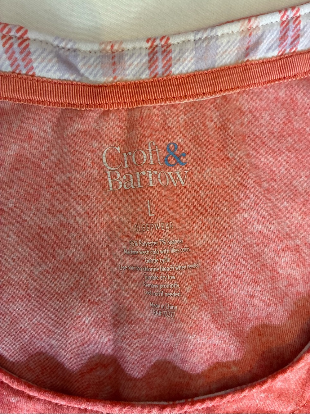 croft & barrow Coral Tank Top with Plaid Sleep Shorts - Picture 2 of 2